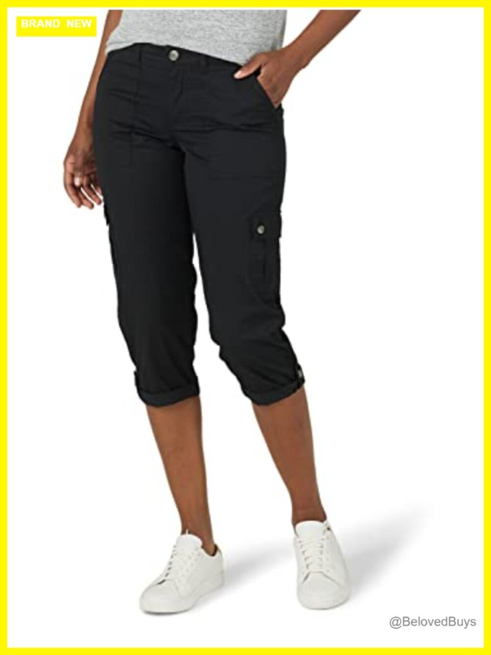 Cargo Capri Pants Flex-to-Go Comfort Waistband Relaxed Fit Cropped